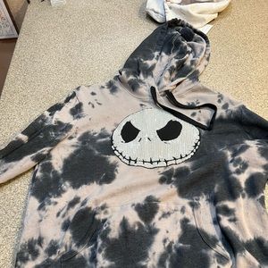 Disney Jack Skellington Sequined Tie-Dye Pullover Hoodie XL Halloween theme